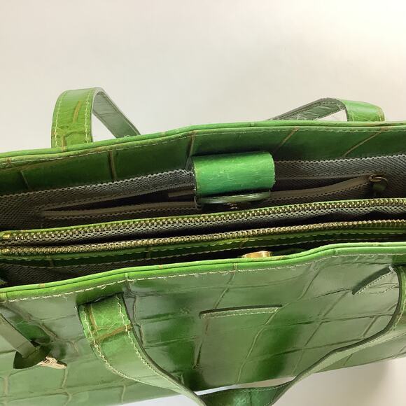 Doone & Bourke Green Alligator Design East West Tote 13" x 10" x 4" Purse - Picture 5 of 11